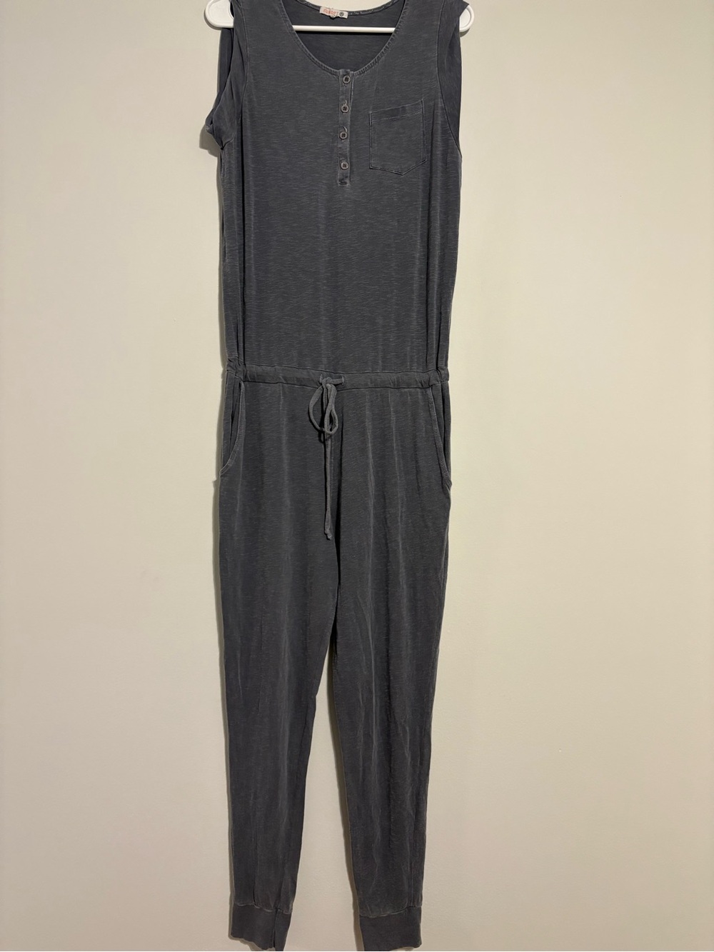 Sundry Jumpsuit Womens‎ Large Gray Sleeveless Drawstring Jogger Romper